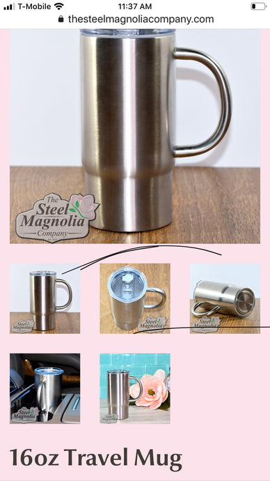 16 oz  Stainless Steel Double Wall Travel mug
