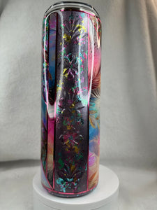 #215 Floral Mixed Media Mash Up, 20 oz Skinny Straight.