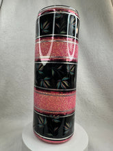 #210 Freehanded Pink Glitter and Vinyl, 20 oz Skinny Straight.