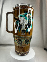 #219 Western Multi-media with Bullskull, 24 oz Curved with Handle