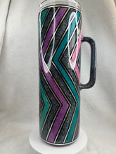 #213 Glitter Zig Zag, 30 oz Skinny Straight with handle.