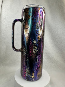 #208 patchwork Foil and Chameleon Mica, 20 oz Skinny Straight, Handle
