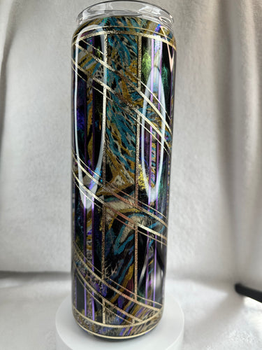 #218 Colorshift Foil Base Tapeoff W/Ink Swirl, 30 oz Skinny Straight.