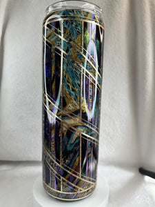 #218 Colorshift Foil Base Tapeoff W/Ink Swirl, 30 oz Skinny Straight.