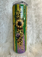 #254 Mama Sunflower Leopard Drip 30 oz Skinny Straight.