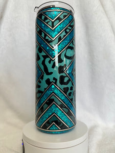 #230 Boujee X Teal Cheetah, 20 oz Skinny Straight Plus