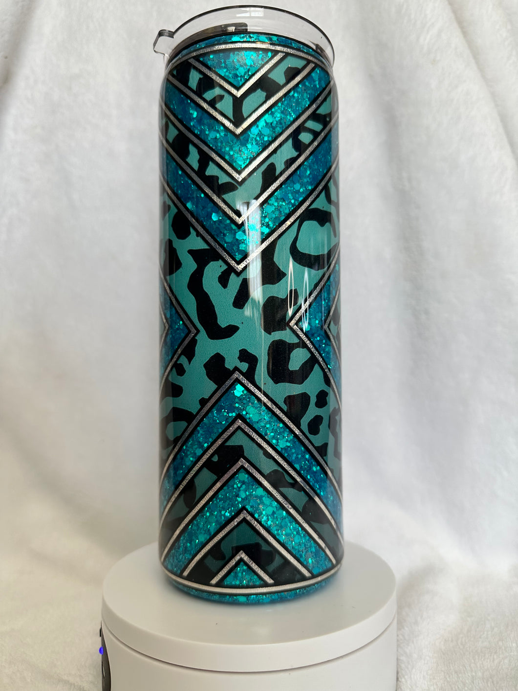 #230 Boujee X Teal Cheetah, 20 oz Skinny Straight Plus