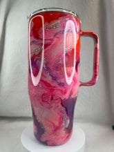 #221 Floral Dragonfly Marble Cloud, 24 oz Curved with Handle
