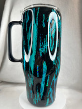 #220 Teal and Black Mash Up, 24 oz Curved with Handle