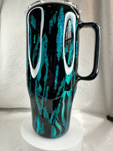 #220 Teal and Black Mash Up, 24 oz Curved with Handle