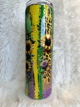 #254 Mama Sunflower Leopard Drip 30 oz Skinny Straight.