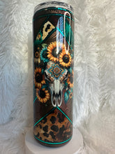 #258 Tooled Leather Bullskull Tape Off 30 oz Skinny Straight.