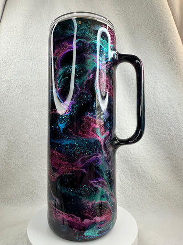 #206 Ink Swirl-2, 20 oz Skinny Straight, Handle