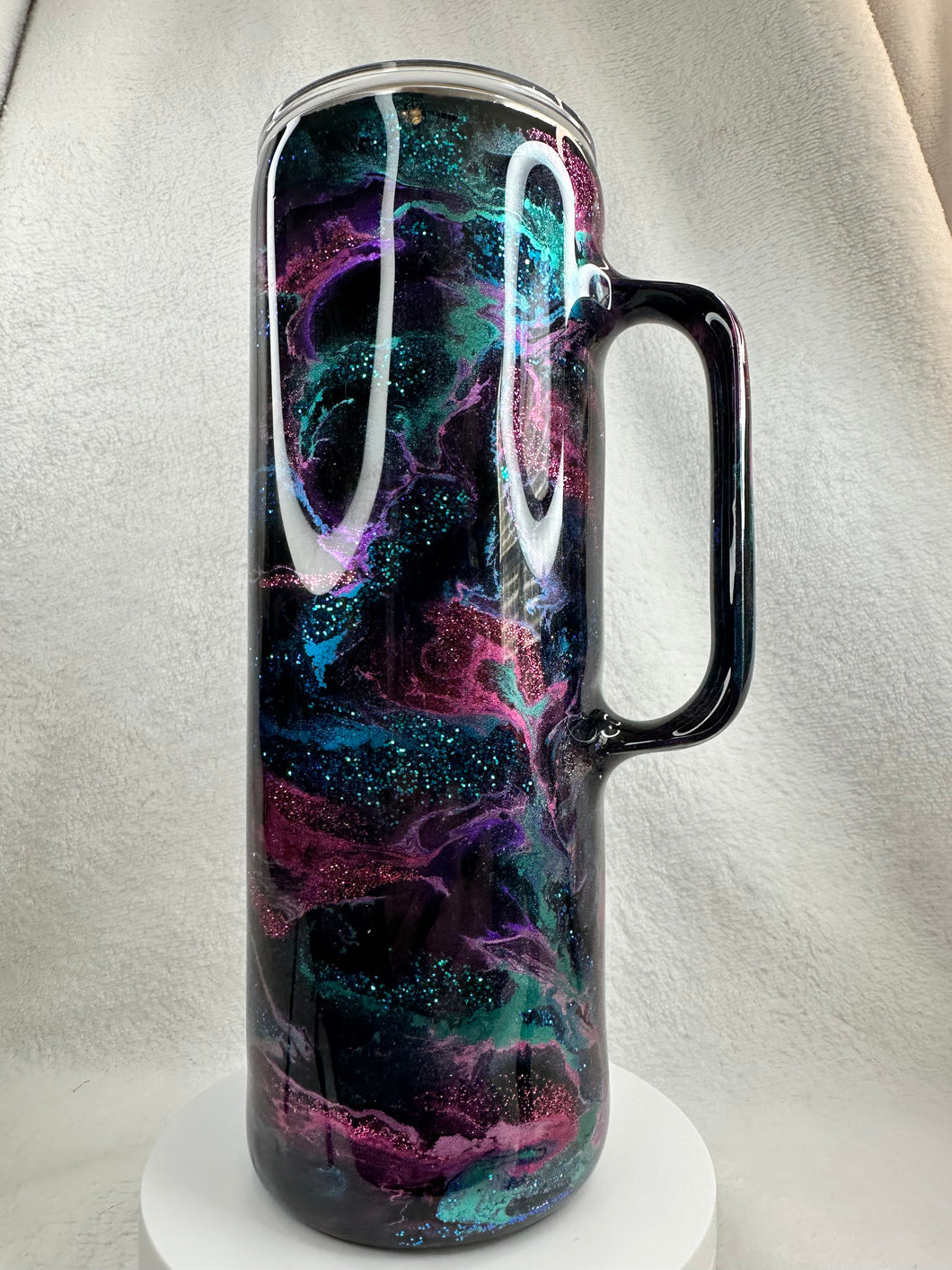 #206 Ink Swirl-2, 20 oz Skinny Straight, Handle
