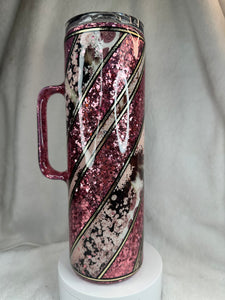 #143 Pink Barber Pole Design 30 oz Skinny Straight Hoggdle