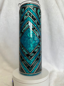 #230 Boujee X Teal Cheetah, 20 oz Skinny Straight Plus
