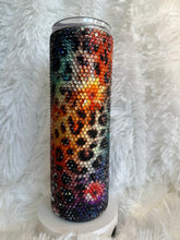 #255 Floral Leopard Rhinestone 30 oz Skinny Straight.