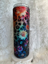 #255 Floral Leopard Rhinestone 30 oz Skinny Straight.
