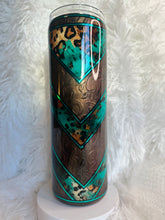 #258 Tooled Leather Bullskull Tape Off 30 oz Skinny Straight.