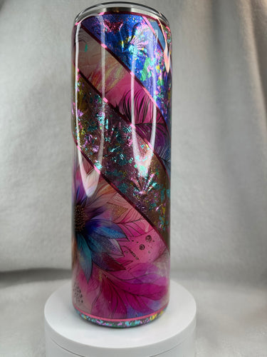 #215 Floral Mixed Media Mash Up, 20 oz Skinny Straight.
