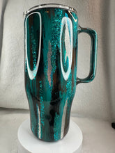 #222 Teal Bullskull Mash Up, 24 oz Curved with Handle
