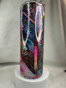 #215 Floral Mixed Media Mash Up, 20 oz Skinny Straight.