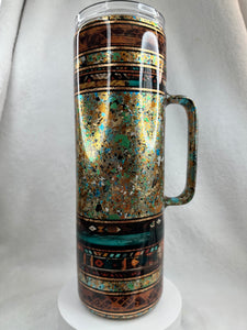 #211 Southwestern Banded Bullskull Foil Flakes, 30 oz Skinny Straight with handle.