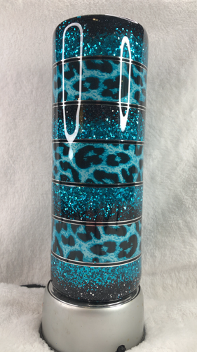 Leopard Print-Teal & Black-20 oz skinny straight