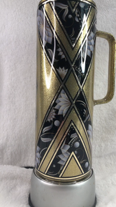 Black & White Floral & Gold- Freehand Design 20 oz skinny straight hoggdle