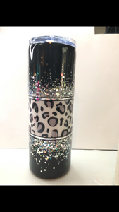 Leopard Print-silver & black 20 oz skinny straight